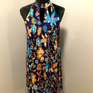 Xhilaration navy blue floral print sleeveless dress  sz L